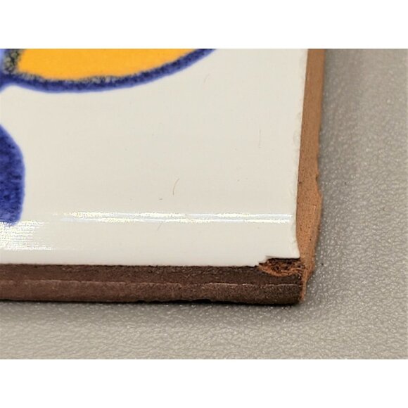 House Number Tile Number 5 Glazed Clay Pottery Blue and White - Picture 3 of 3